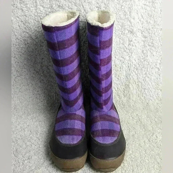 NWOT ! SOREL Winter FLAT WOMEN boots size 7 Plaid Purple And Brown - Picture 7 of 7